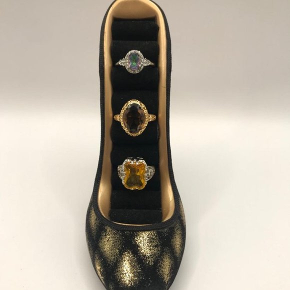 Set of 3 Silver & Gold-Tone with Faceted Gems Rings - Picture 4 of 12